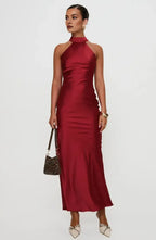 Sheath Halter Neck Sleeveless Ankle-Length Prom Dress