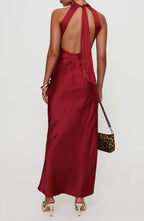 Sheath Halter Neck Sleeveless Ankle-Length Prom Dress