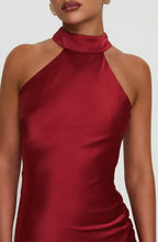 Sheath Halter Neck Sleeveless Ankle-Length Prom Dress