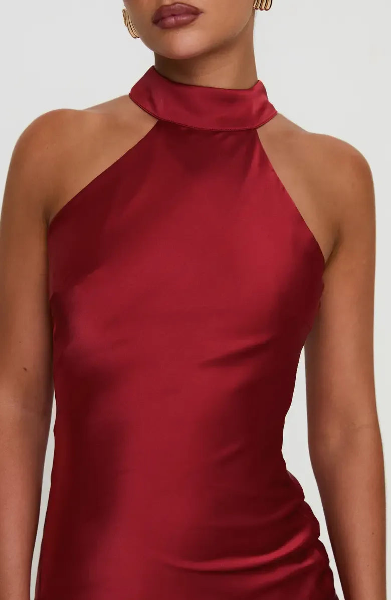 Sheath Halter Neck Sleeveless Ankle-Length Prom Dress