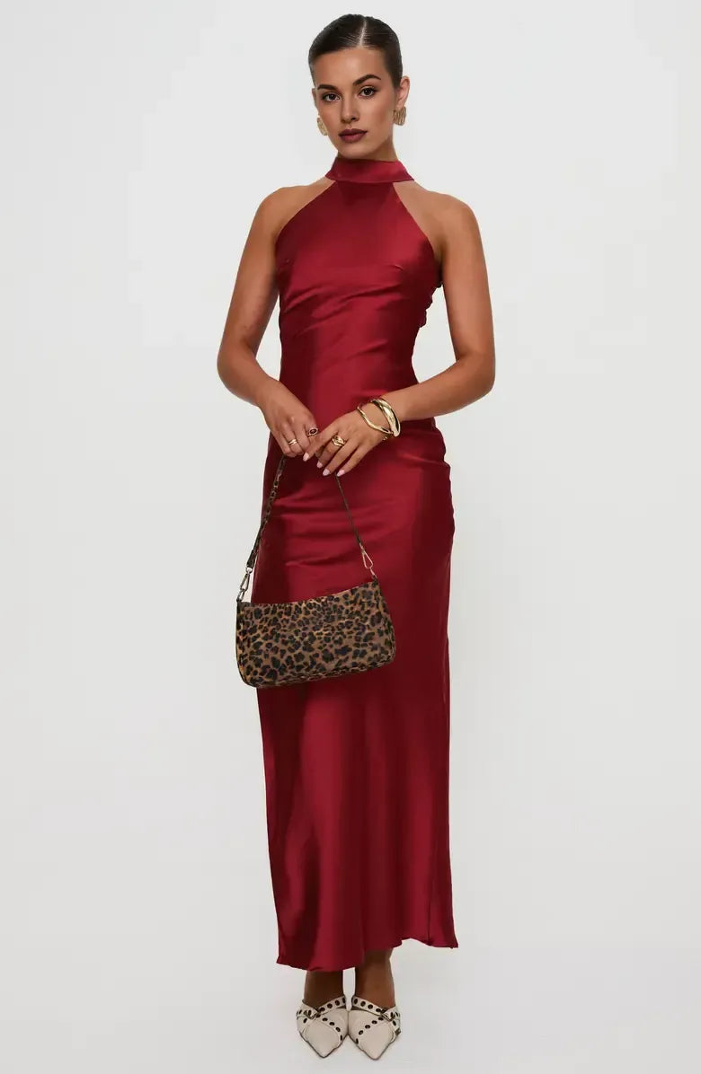 Sheath Halter Neck Sleeveless Ankle-Length Prom Dress