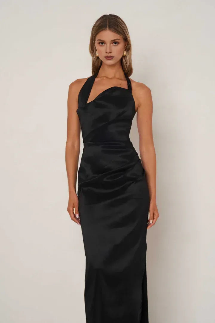 Sheath Halter Neck Sleeveless Ankle-Length Prom Dress