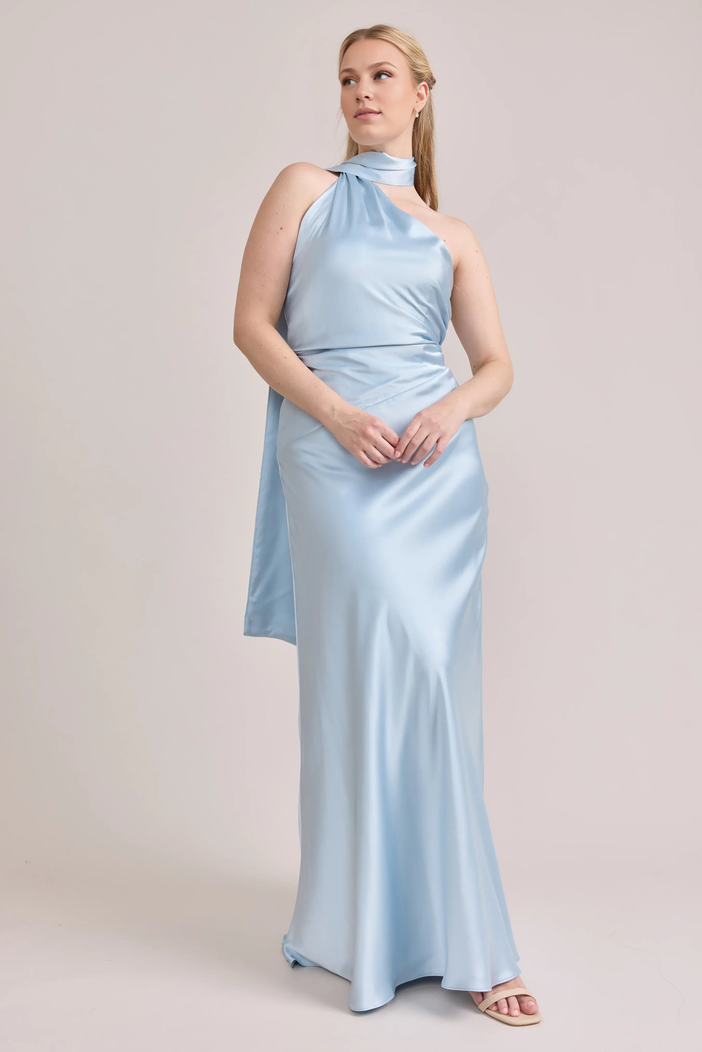 Sheath High Neck Sleeveless Floor-Length Prom Dress