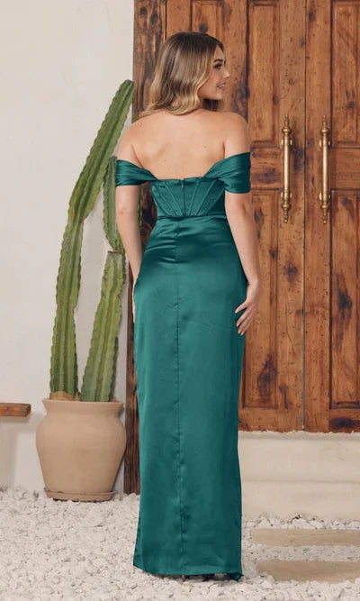 Sheath Off-the-Shoulder Sleeveless Floor-Length Prom Dress