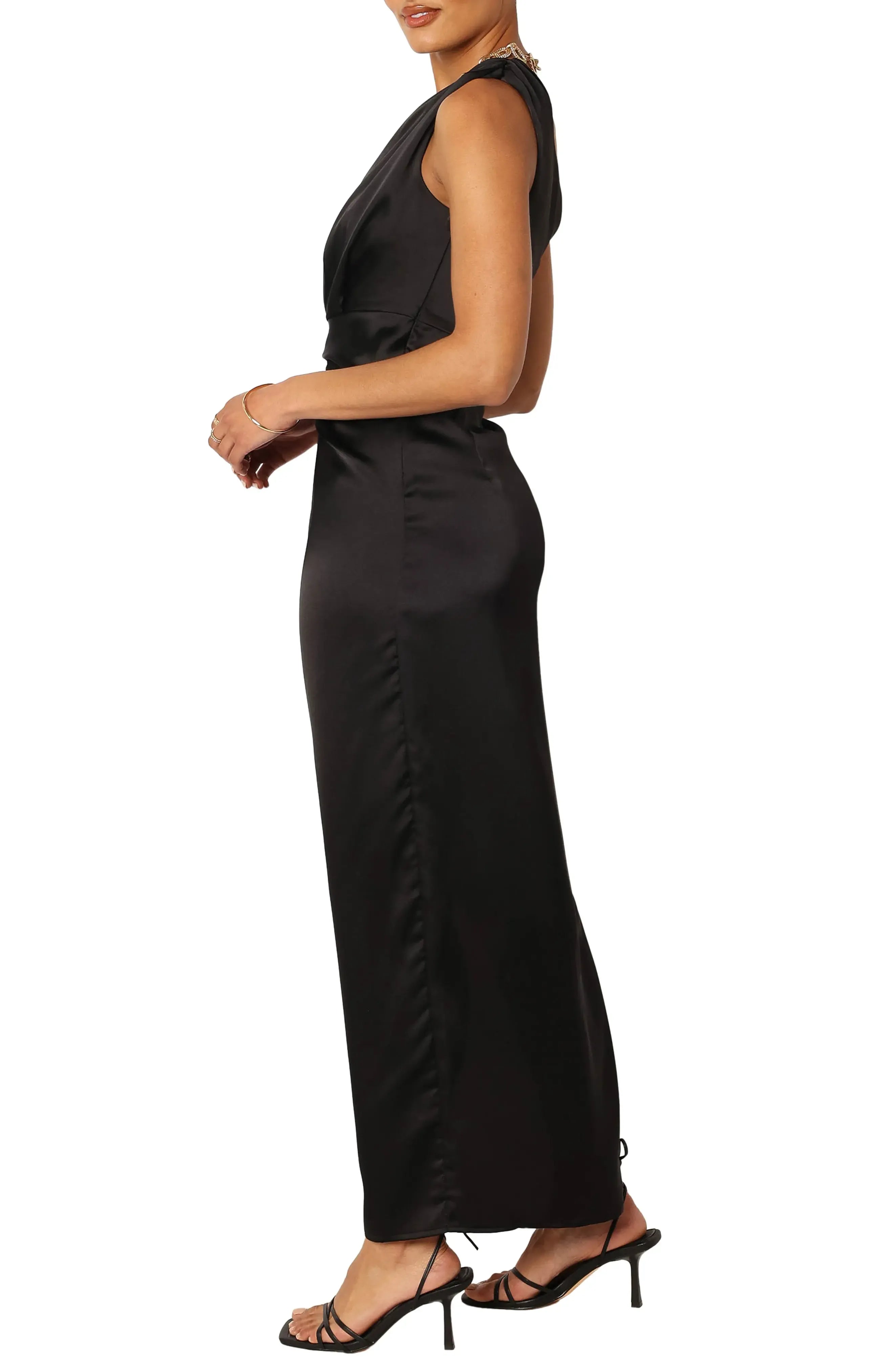 Sheath One-Shoulder Sleeveless Ankle-Length Prom Dress