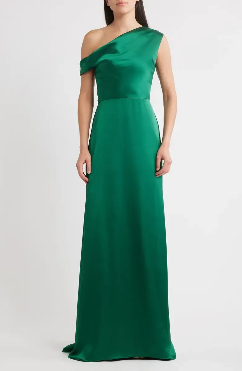 Sheath One-Shoulder Sleeveless Zipper Up Floor-Length Prom Dress