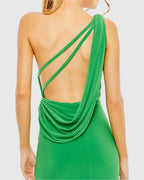 Fashion Sheath One Shoulder Sleeveless Draped Back Floor-Length Prom Dress