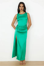 Sheath Scoop-Neck Sleeveless Crisscross Back Ankle-Length Prom Dress