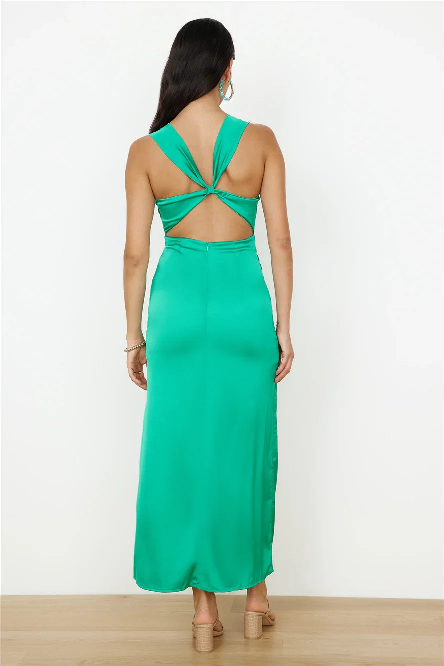 Sheath Scoop-Neck Sleeveless Crisscross Back Ankle-Length Prom Dress
