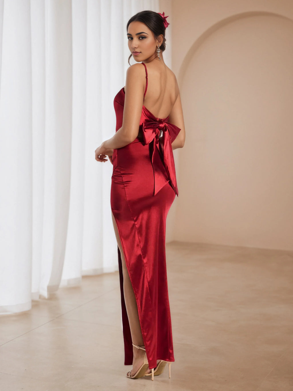 Sheath Spaghetti Straps Sleeveless Backless Floor-Length Prom Dress