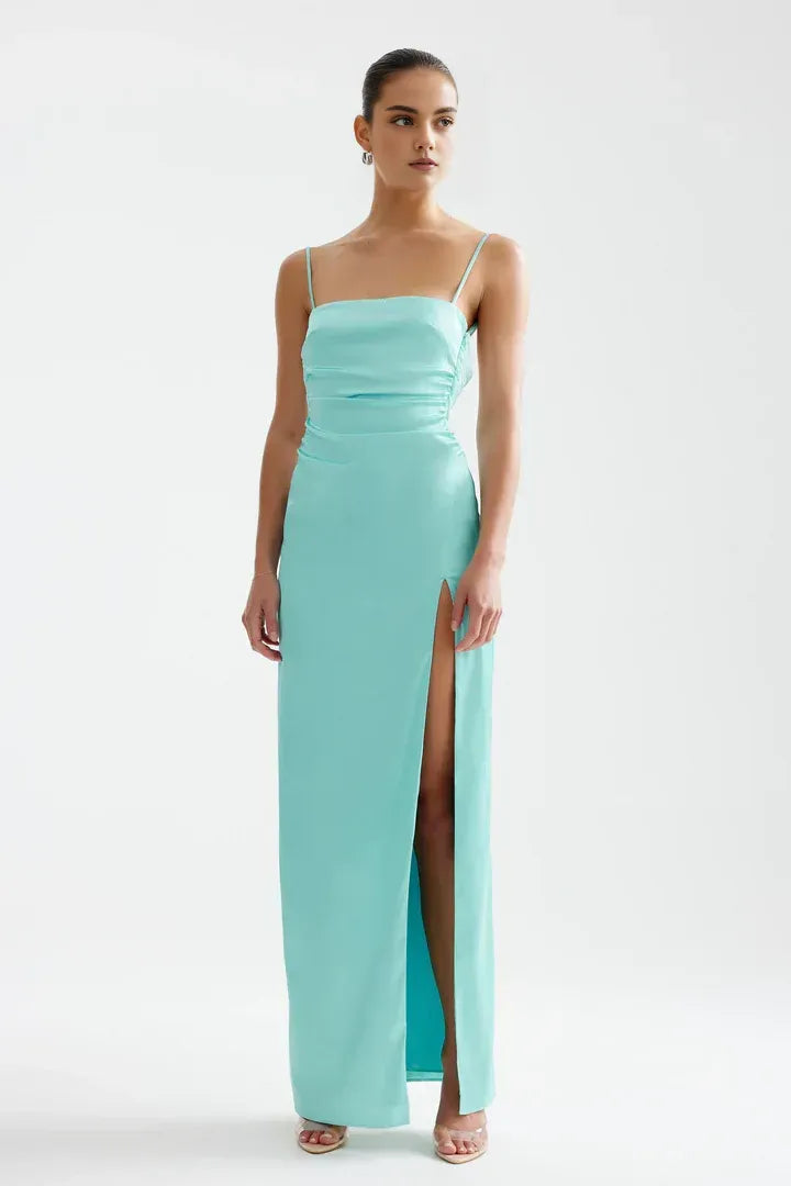 Sheath Spaghetti Straps Sleeveless Floor-Length Prom Dress