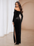 Sheath Strapless Long Sleeves Zipper Up Floor-Length Prom Dress