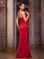 Sheath Strapless Neck Sleeveless Zipper Up Floor-Length Prom Dress