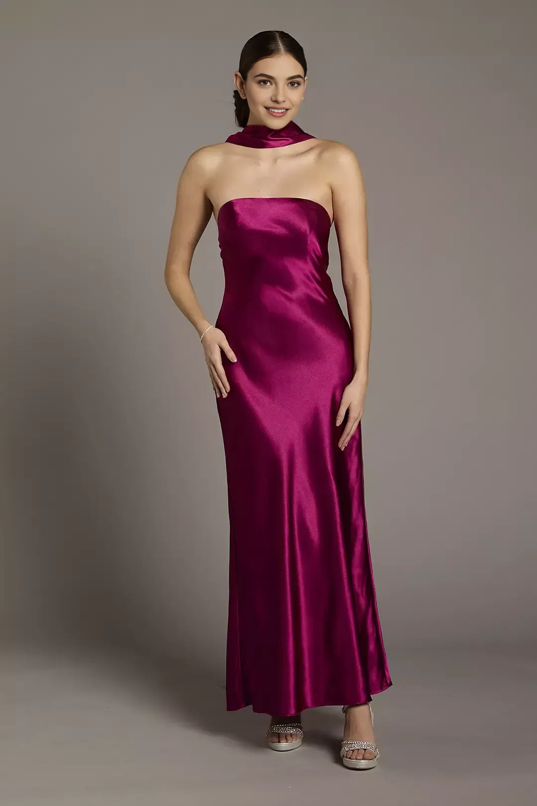 Sheath Strapless Sleeveless Backless Floor-Length Prom Dress