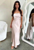 Sheath Strapless Sleeveless Pleated Floor-Length Prom Dress