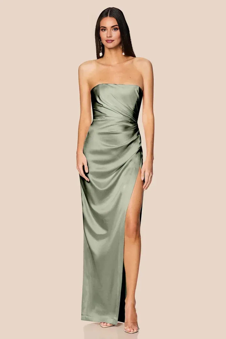 Sheath Strapless Sleeveless Floor-Length Prom Dress
