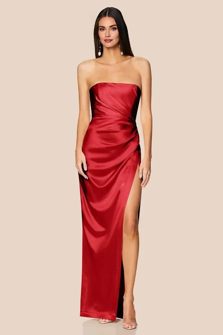 Sheath Strapless Sleeveless Floor-Length Prom Dress