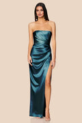 Sheath Strapless Sleeveless Floor-Length Prom Dress
