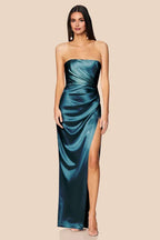 Sheath Strapless Sleeveless Floor-Length Prom Dress