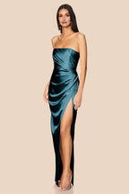Sheath Strapless Sleeveless Floor-Length Prom Dress