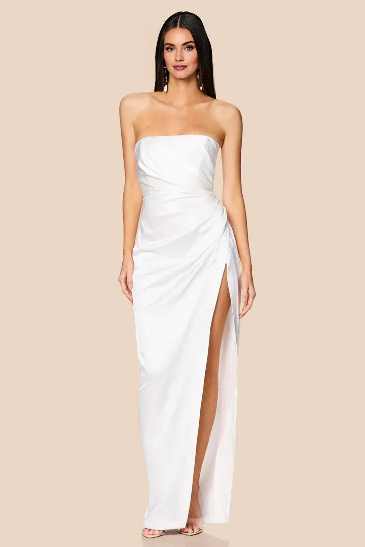 Sheath Strapless Sleeveless Floor-Length Prom Dress