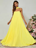 Straight Tube Strapless Sleeveless Backless Sweep/Brush Train Prom Dress