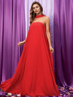 Straight Tube Strapless Sleeveless Backless Sweep/Brush Train Prom Dress