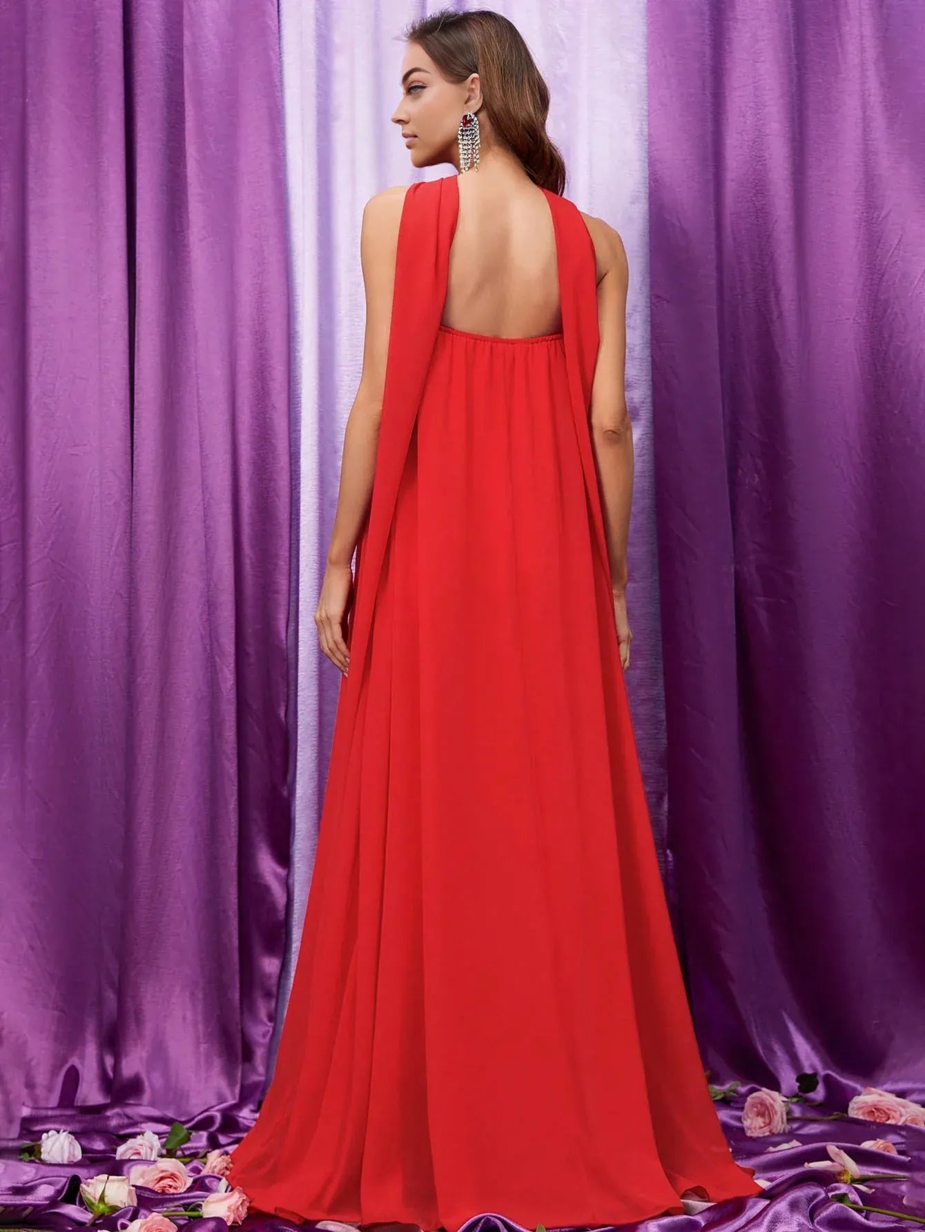 Straight Tube Strapless Sleeveless Backless Sweep/Brush Train Prom Dress