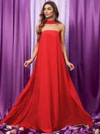 Straight Tube Strapless Sleeveless Backless Sweep/Brush Train Prom Dress
