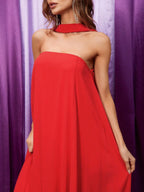 Straight Tube Strapless Sleeveless Backless Sweep/Brush Train Prom Dress