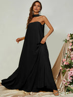 Straight Tube Strapless Sleeveless Backless Sweep/Brush Train Prom Dress