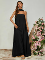 Straight Tube Strapless Sleeveless Backless Sweep/Brush Train Prom Dress