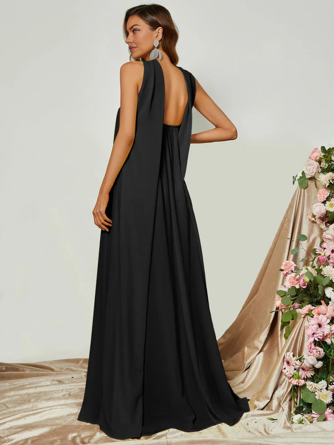 Straight Tube Strapless Sleeveless Backless Sweep/Brush Train Prom Dress