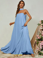 Straight Tube Strapless Sleeveless Backless Sweep/Brush Train Prom Dress