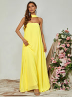Straight Tube Strapless Sleeveless Backless Sweep/Brush Train Prom Dress