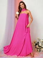Straight Tube Strapless Sleeveless Backless Sweep/Brush Train Prom Dress