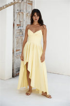 Yellow Strapless Long Dresses for Women Formal Elegant A-line No Slit Prom Dresses