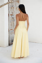 Yellow Strapless Long Dresses for Women Formal Elegant A-line No Slit Prom Dresses
