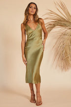 Strapless Prom Dresses for Women Formal No Slit Olive V Neck Long Cheap Mermaid Style Gowns
