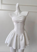 Strapless Sleeveless A Line Pleated Short-Mini Homecoming Dress