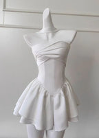 Strapless Sleeveless A Line Pleated Short-Mini Homecoming Dress