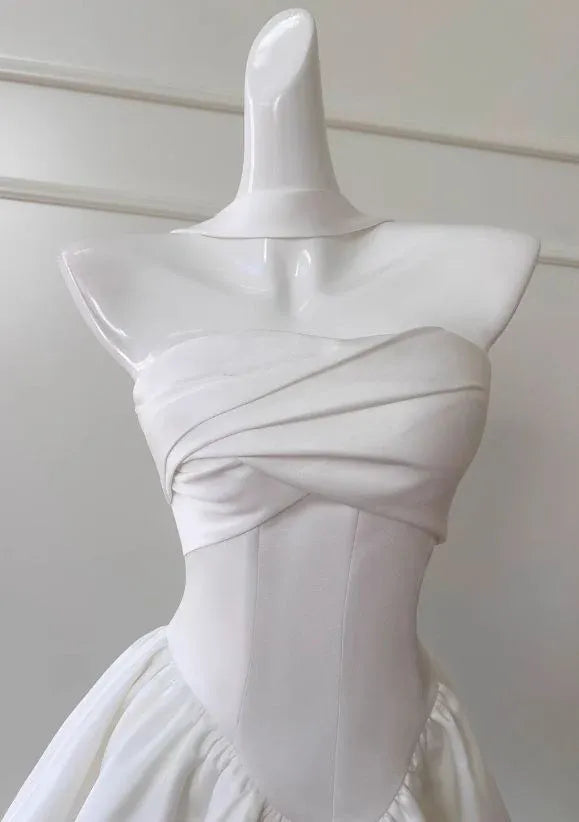 Strapless Sleeveless A Line Pleated Short-Mini Homecoming Dress