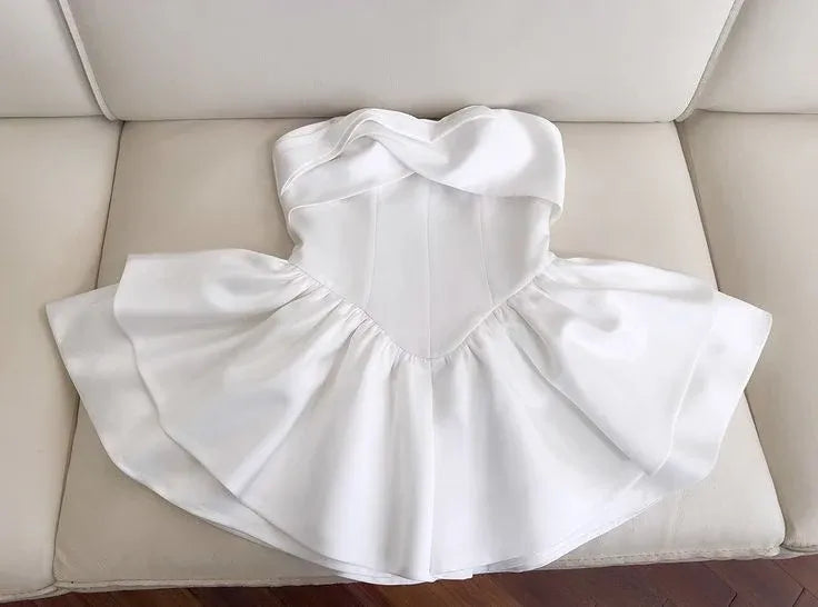 Strapless Sleeveless A Line Pleated Short-Mini Homecoming Dress