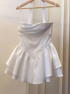 Strapless Sleeveless A Line Pleated Short-Mini Homecoming Dress