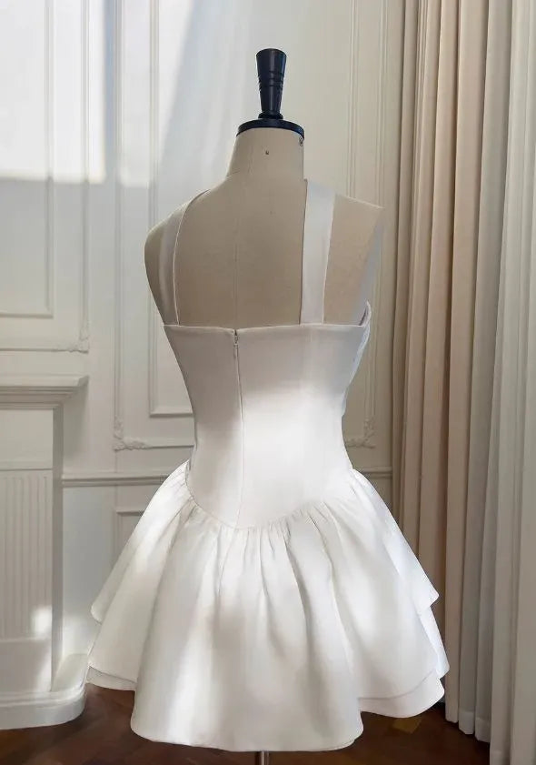 Strapless Sleeveless A Line Pleated Short-Mini Homecoming Dress