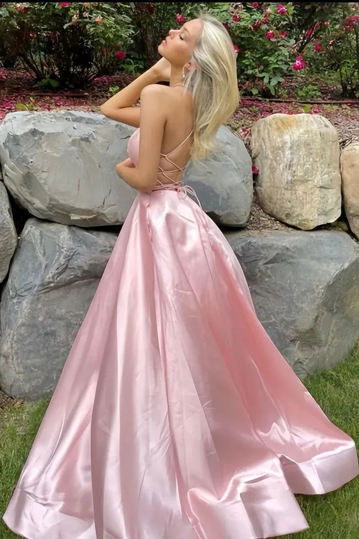 Strapless Sleeveless A Line Slit Floor-Length Party Dress