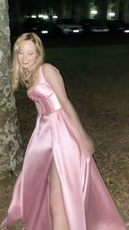 Strapless Sleeveless A Line Slit Floor-Length Party Dress