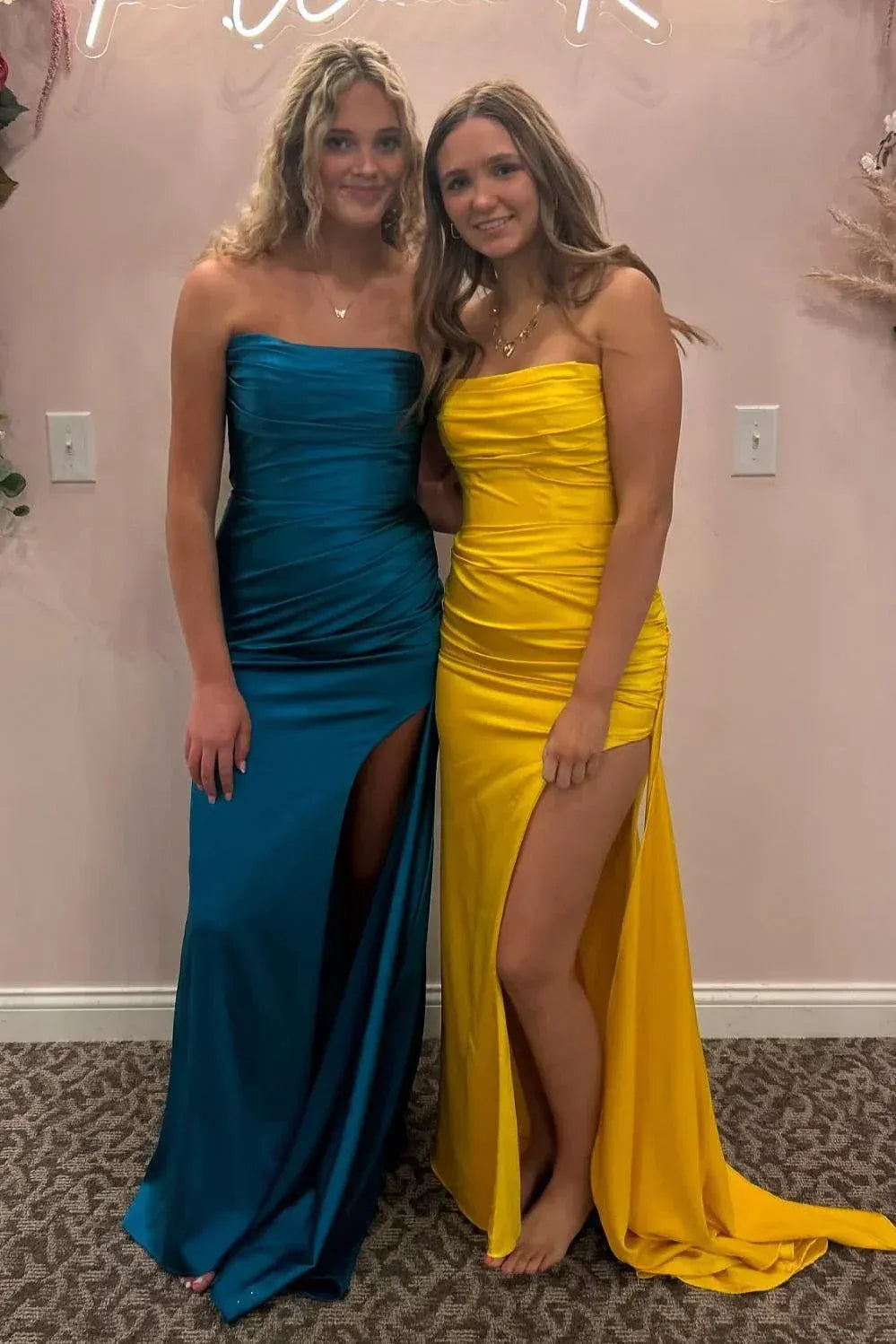 Strapless Sleeveless Mermaid Ruched Long Prom Dress
