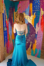 Strapless Sleeveless Mermaid Ruched Long Prom Dress