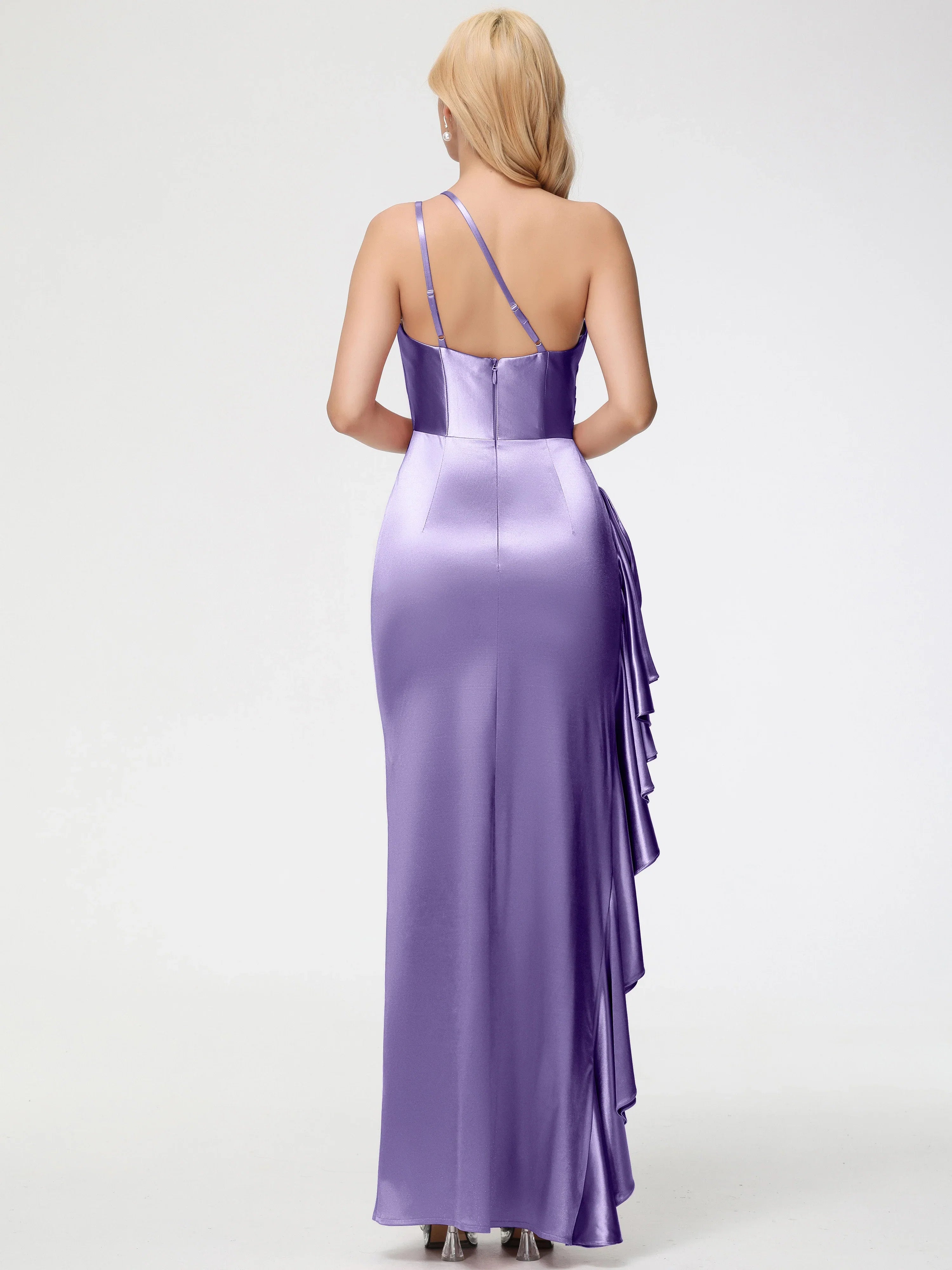 Trumpet/Mermaid One Shoulder Sleeveless Zipper Up Floor Length Prom Dress